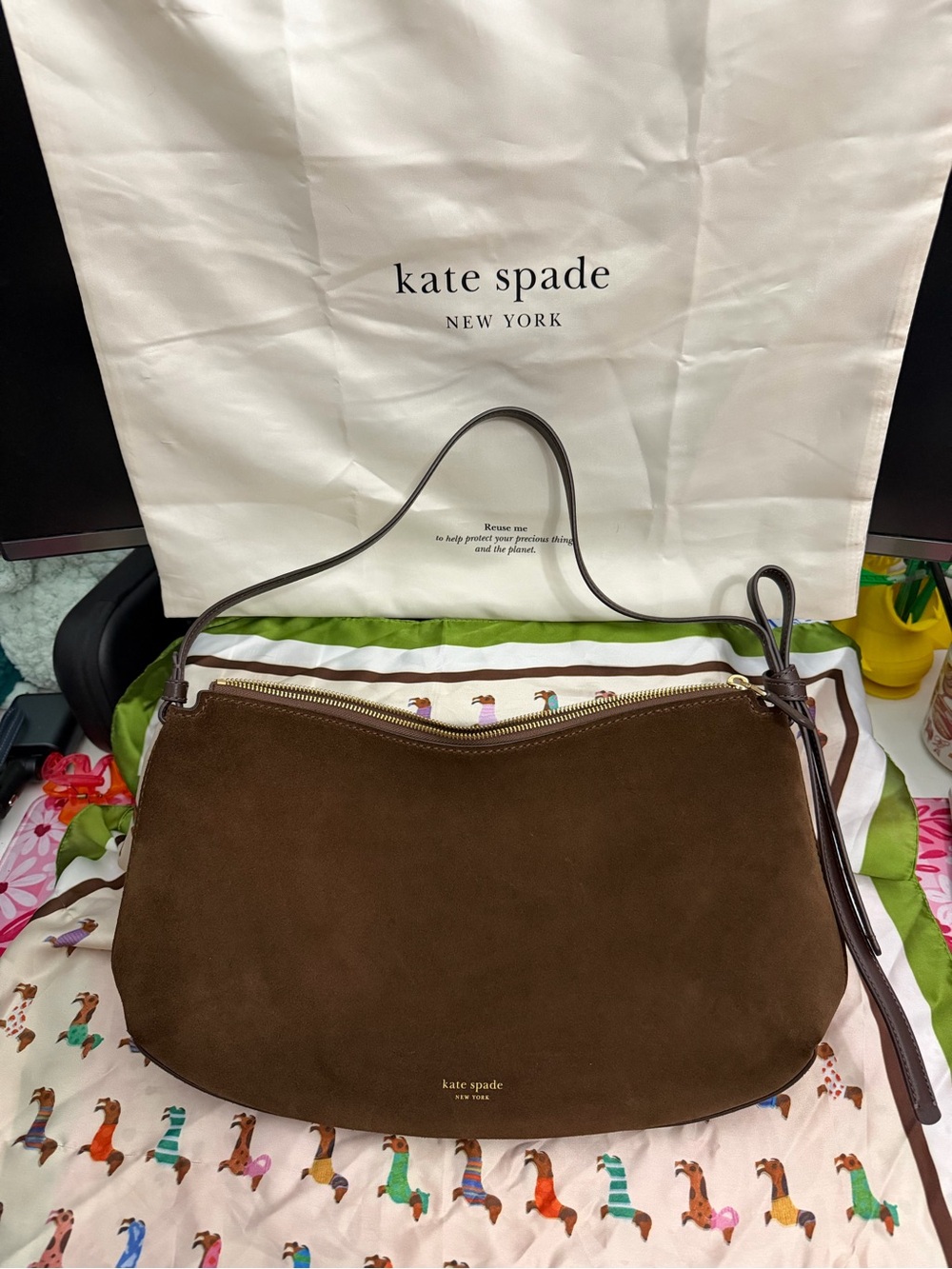 Kate Spade Loop Suede Large Shoulder Bag
